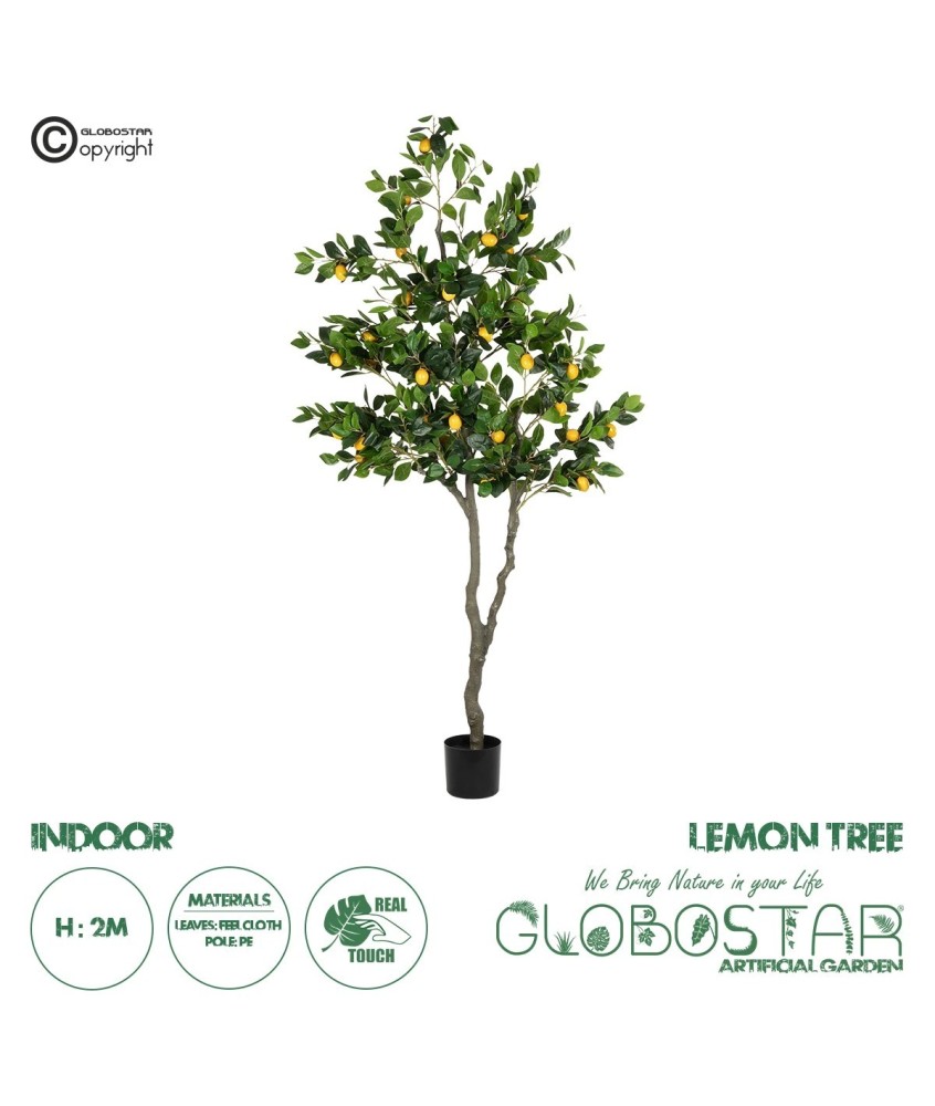 GloboStar® Artificial Garden LEMON TREE 21106 Τεχνητό Διακοσμητικό Δέντρο Λεμονιά Υ200cm